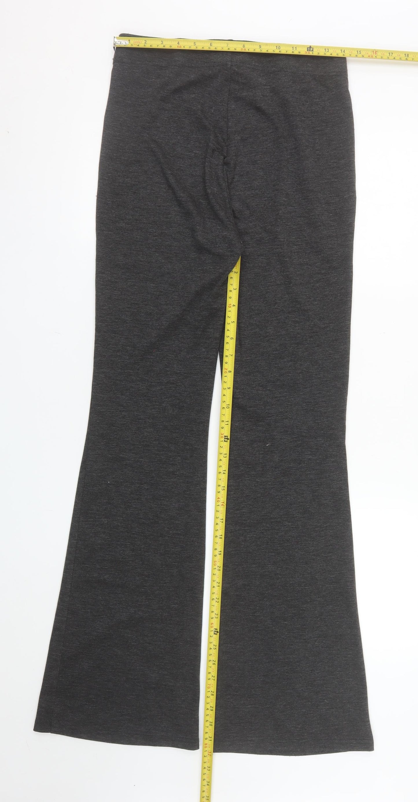 Stradivarius Women's Grey Flared Leggings Size 10 Stretch Cotton