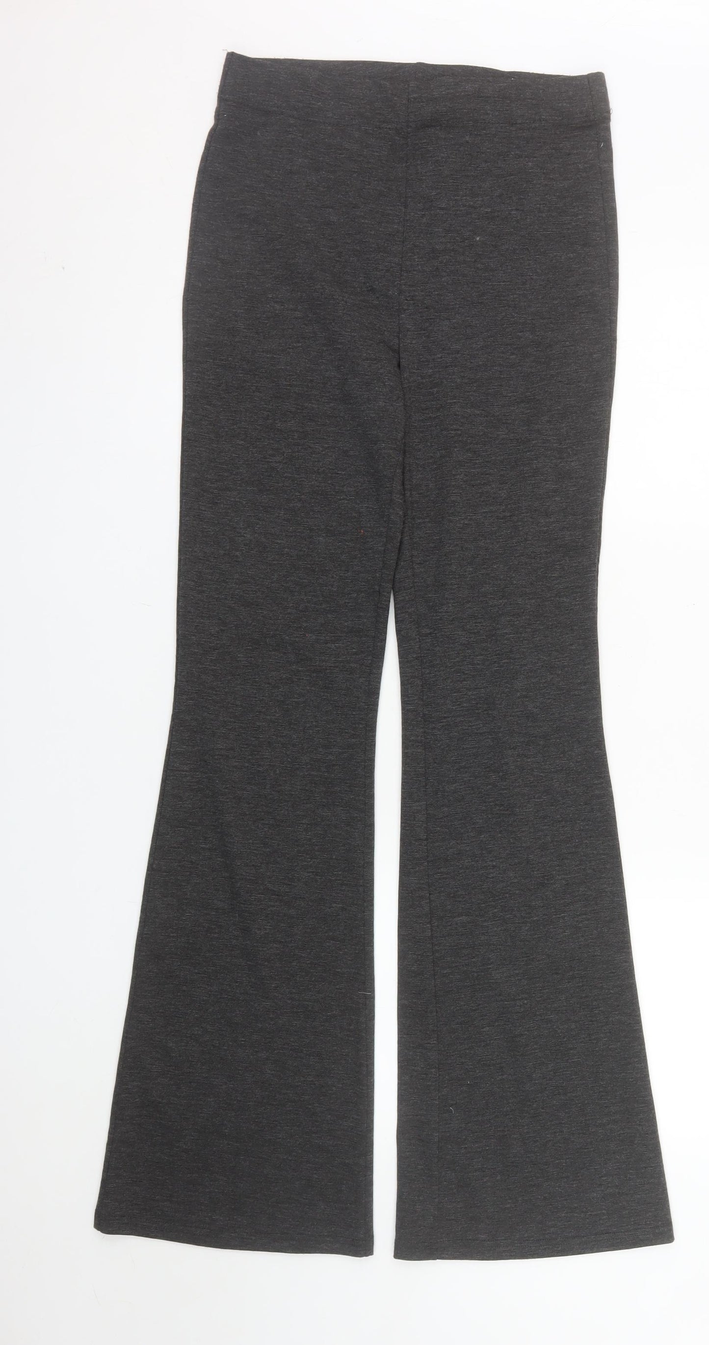 Stradivarius Women's Grey Flared Leggings Size 10 Stretch Cotton