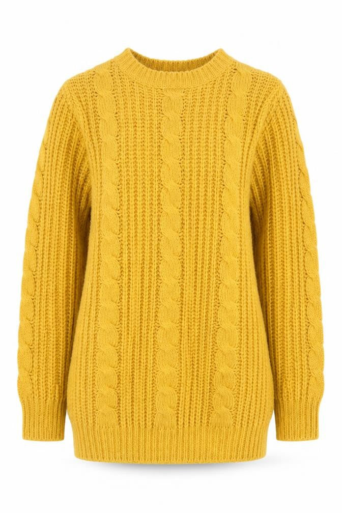St. Bernard Women’s Yellow Cable-Knit Acrylic Jumper Size S