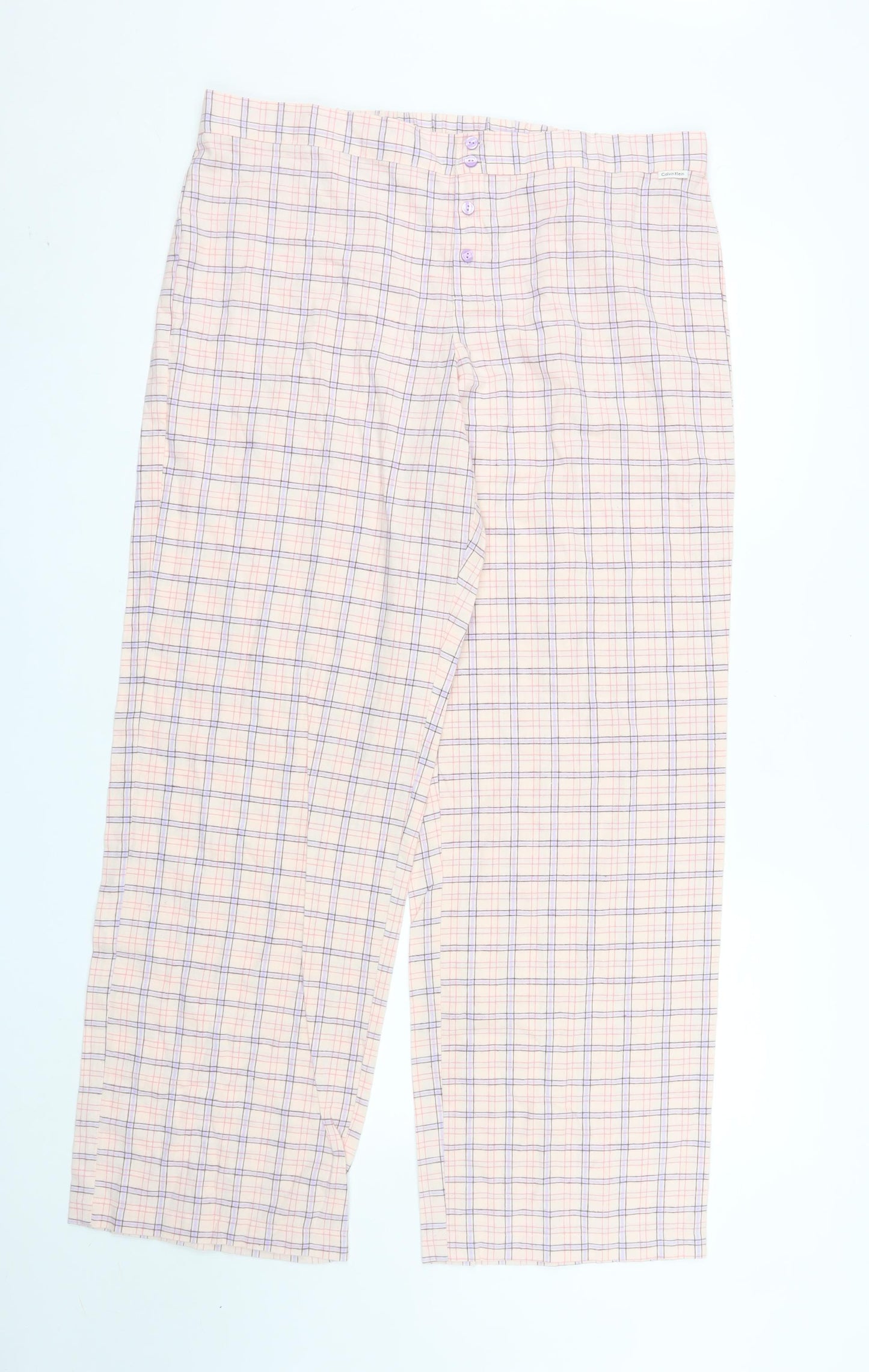 Calvin Klein Women's Pink Check Cotton Pyjama Pants L