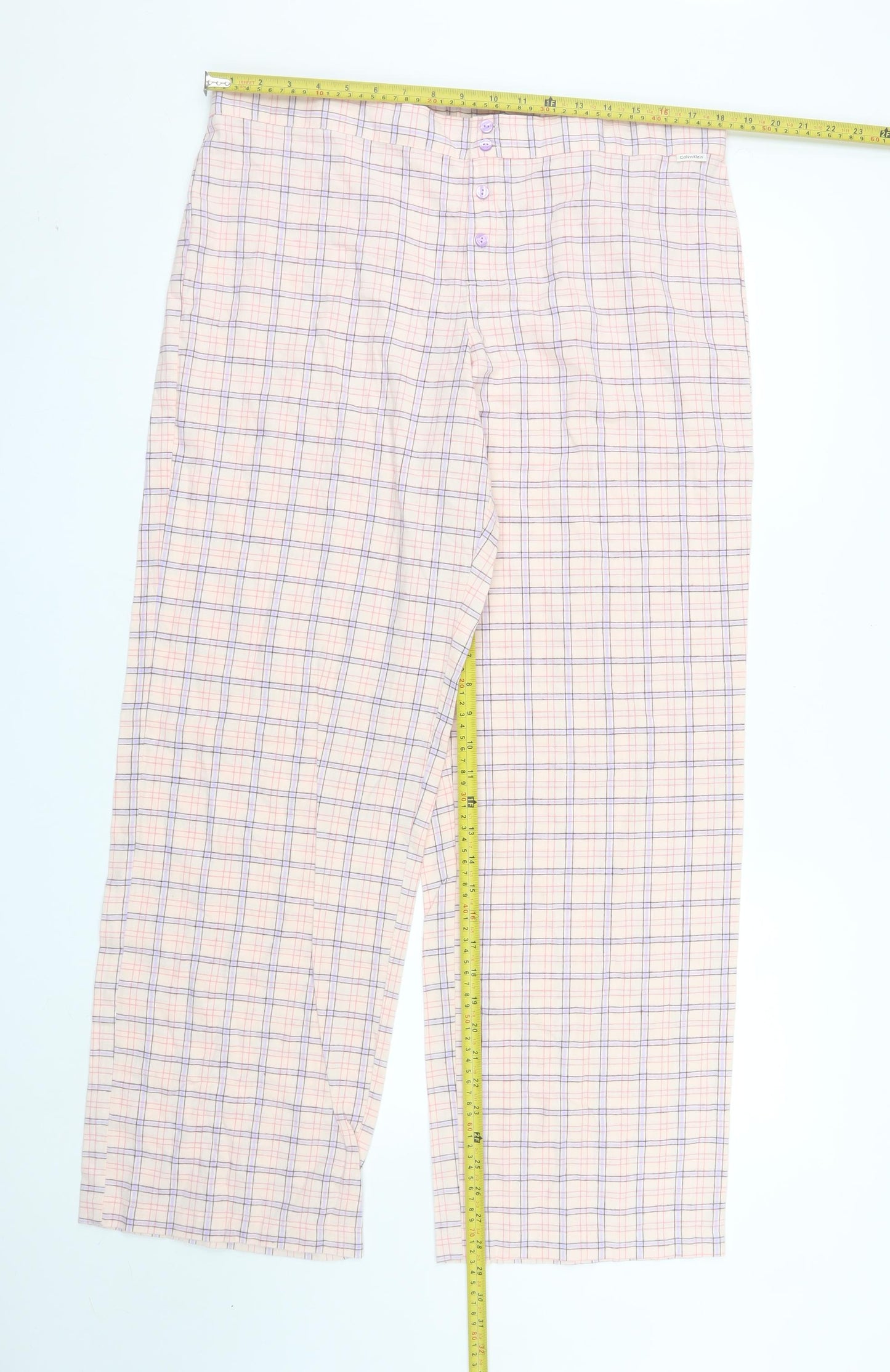 Calvin Klein Women's Pink Check Cotton Pyjama Pants L