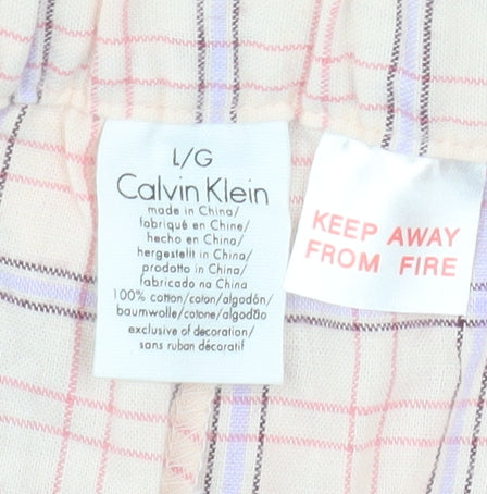 Calvin Klein Women's Pink Check Cotton Pyjama Pants L