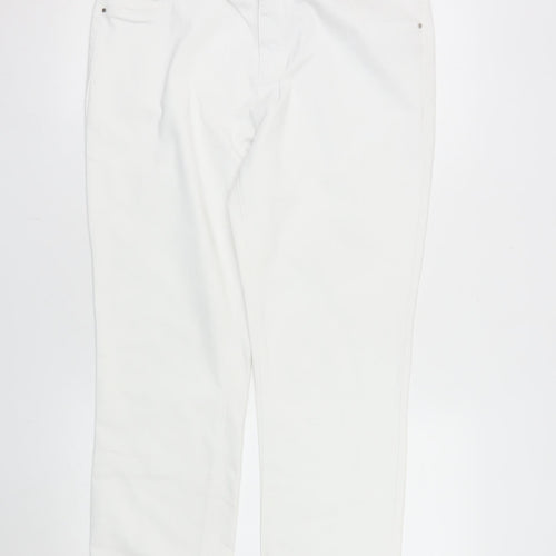 Dunnes Stores Womens White Straight Jeans Size 16 Regular Fit