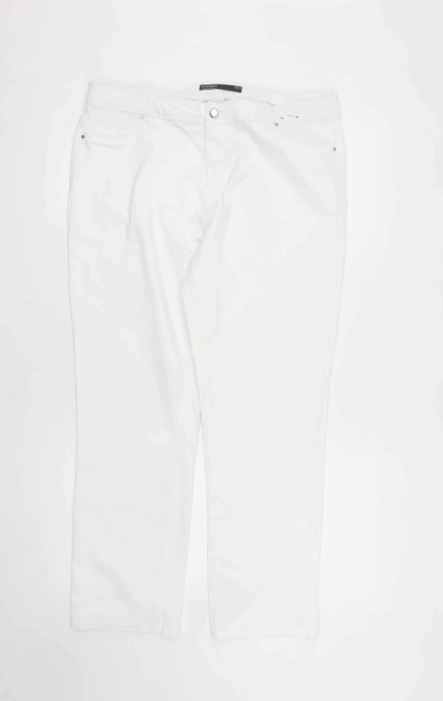 Dunnes Stores Womens White Straight Jeans Size 16 Regular Fit