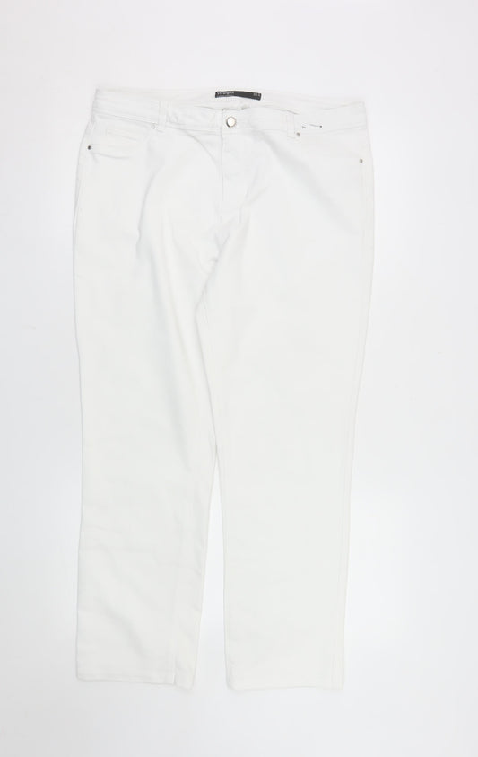 Dunnes Stores Womens White Straight Jeans Size 16 Regular Fit