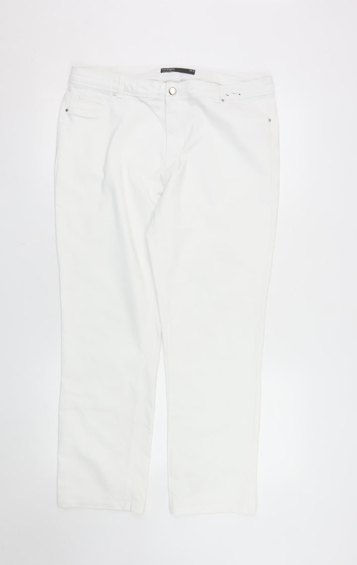 Dunnes Stores Womens White Straight Jeans Size 16 Regular Fit