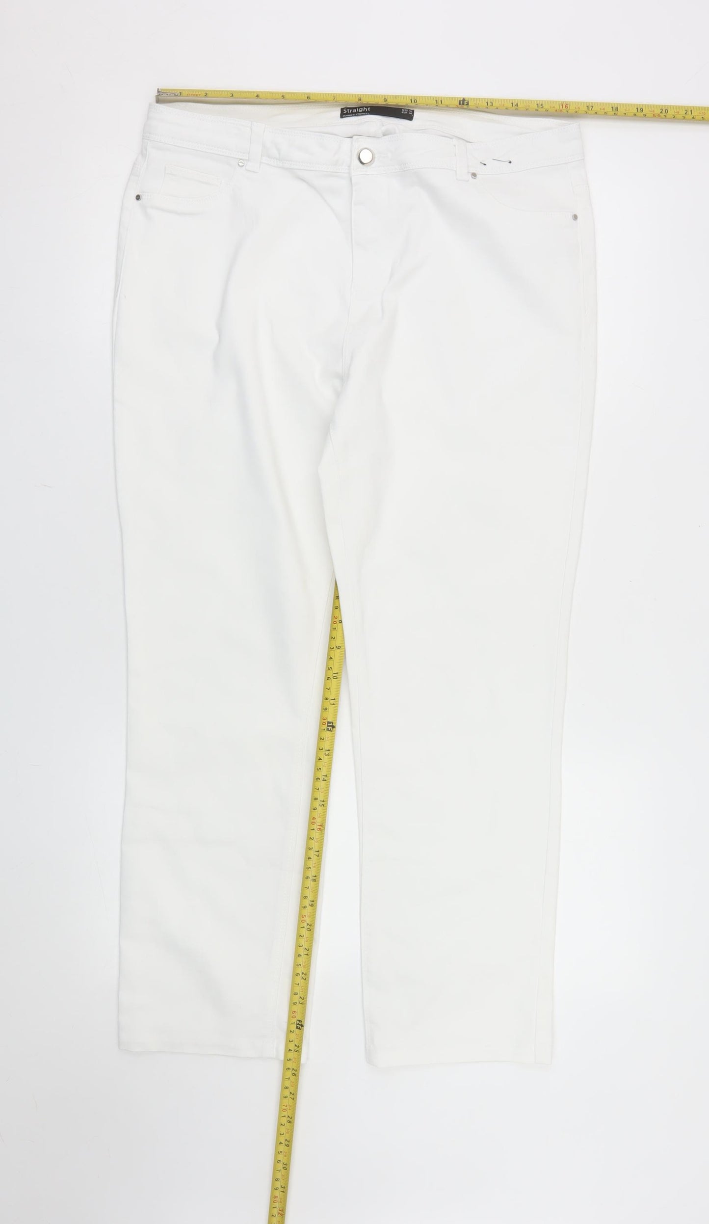 Dunnes Stores Womens White Straight Jeans Size 16 Regular Fit
