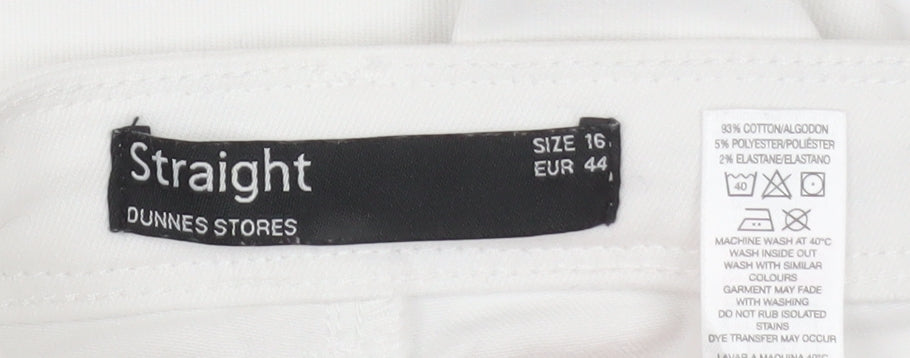 Dunnes Stores Womens White Straight Jeans Size 16 Regular Fit