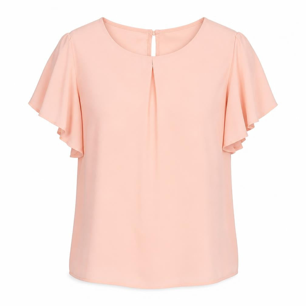 ZAPARA Women Pink Chiffon Short Sleeve Blouse Size 14