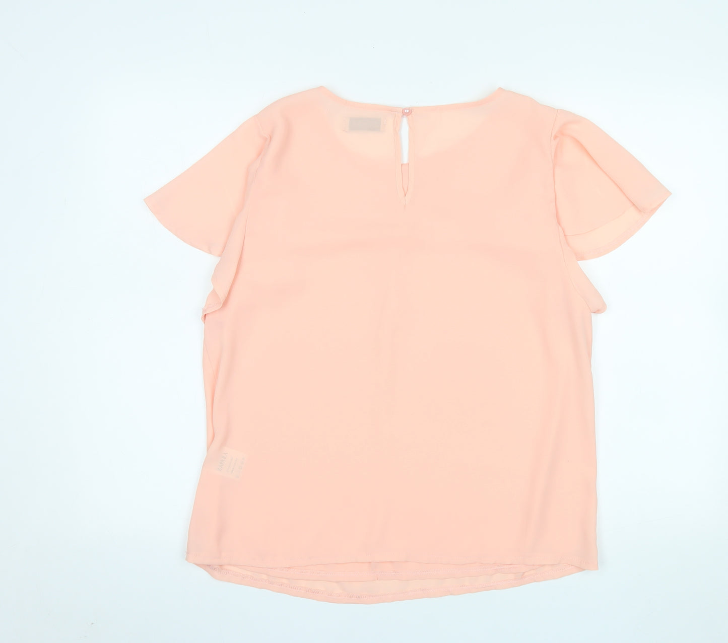 ZAPARA Women Pink Chiffon Short Sleeve Blouse Size 14
