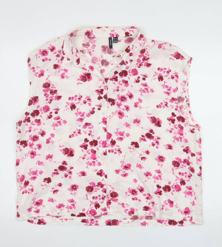 Vero Moda Women's Multicoloured Floral Linen Blouse XL