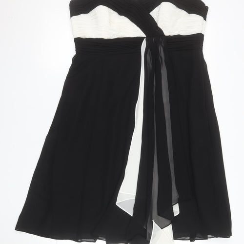 Début Women’s Black Strapless Chiffon Ruched Knee Length Dress Size 16