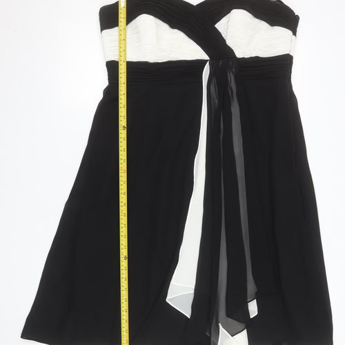 Début Women’s Black Strapless Chiffon Ruched Knee Length Dress Size 16