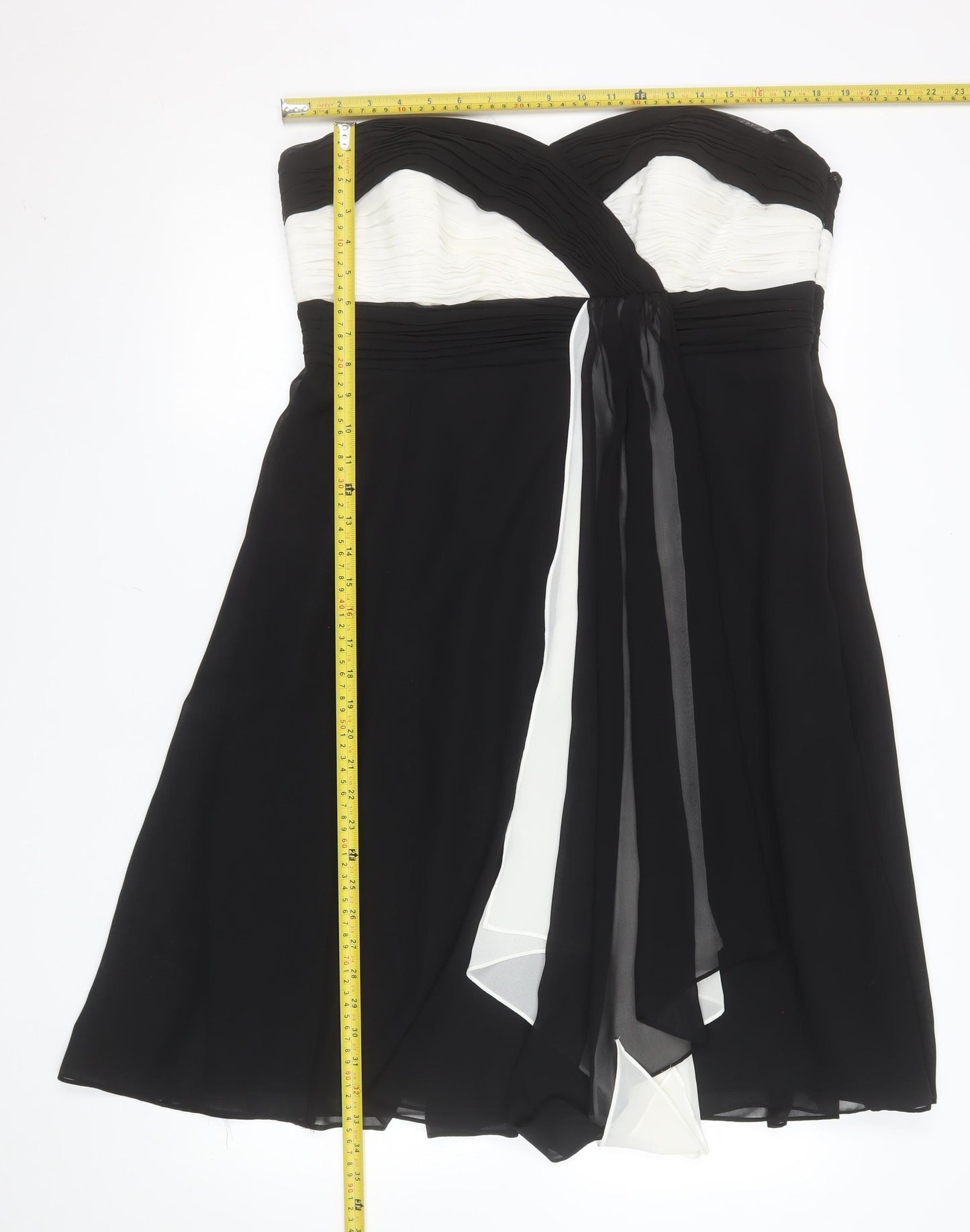 Début Women’s Black Strapless Chiffon Ruched Knee Length Dress Size 16