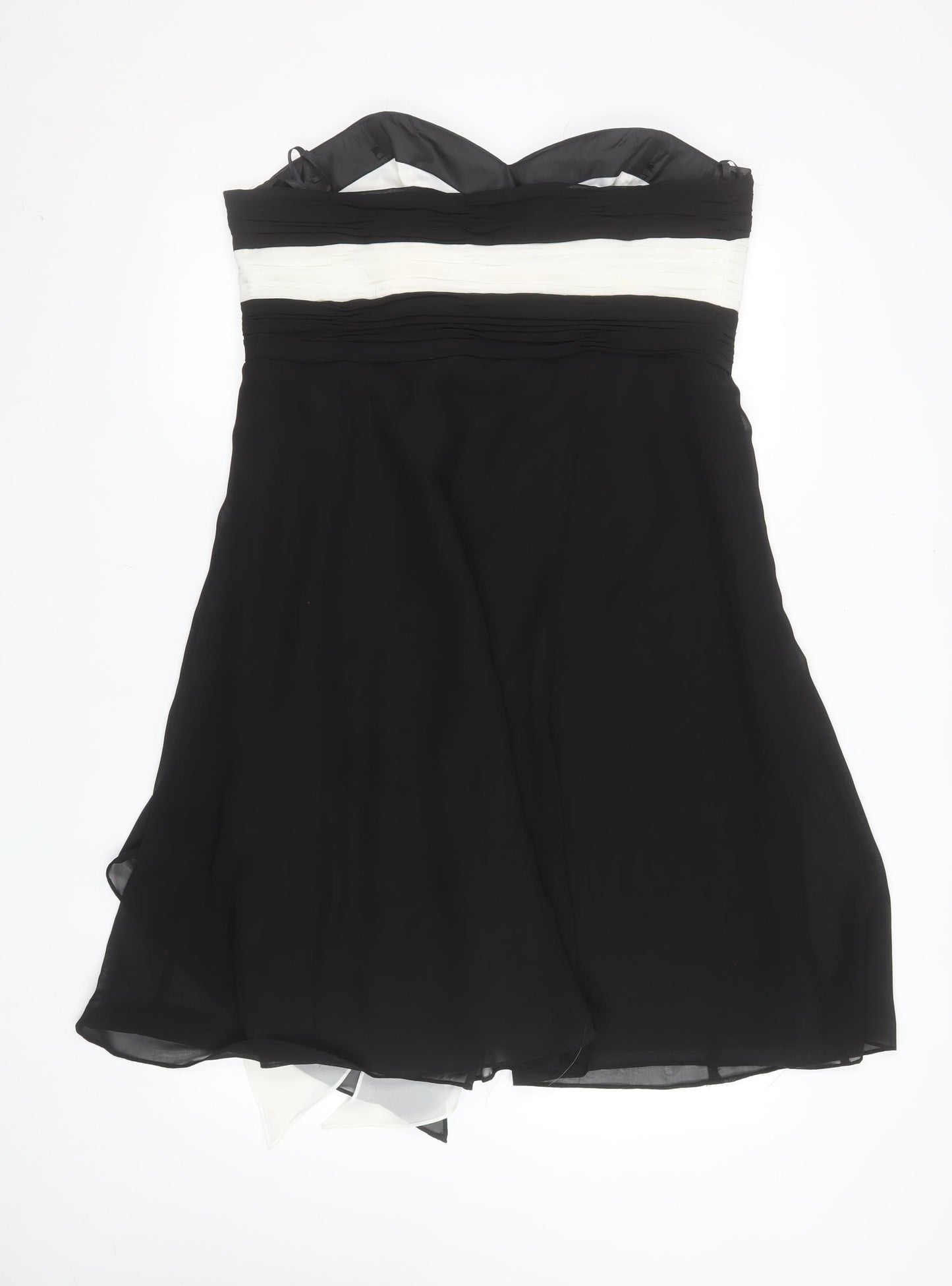 Début Women’s Black Strapless Chiffon Ruched Knee Length Dress Size 16