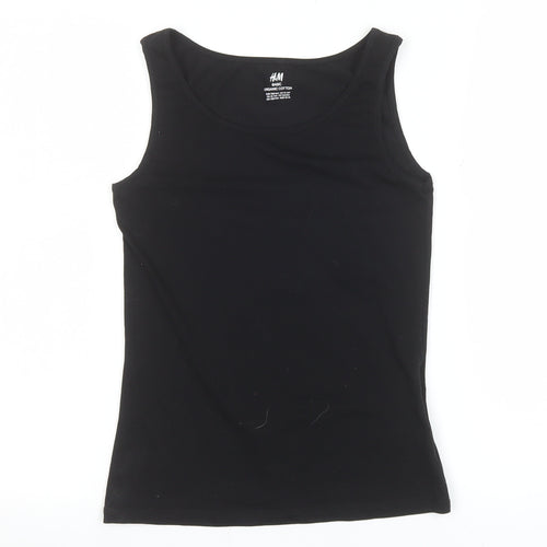 H&M Girls Black Organic Cotton Tank Top Size 14 Years Basic Sleeveless