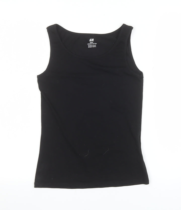 H&M Girls Black Organic Cotton Tank Top Size 14 Years Basic Sleeveless