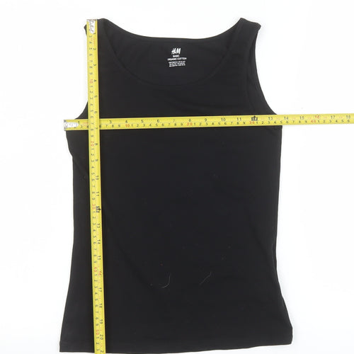 H&M Girls Black Organic Cotton Tank Top Size 14 Years Basic Sleeveless