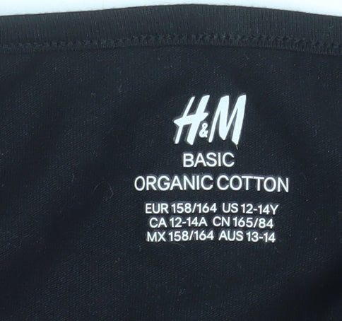 H&M Girls Black Organic Cotton Tank Top Size 14 Years Basic Sleeveless