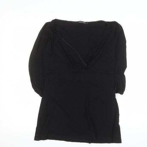Dunnes Stores Women’s Black Wrap V-Neck 3/4 Sleeve Jersey Blouse Size 12