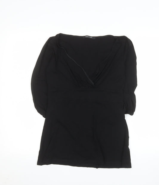 Dunnes Stores Women’s Black Wrap V-Neck 3/4 Sleeve Jersey Blouse Size 12