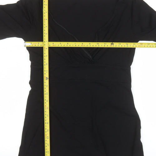 Dunnes Stores Women’s Black Wrap V-Neck 3/4 Sleeve Jersey Blouse Size 12