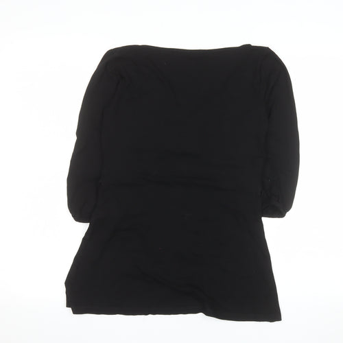 Dunnes Stores Women’s Black Wrap V-Neck 3/4 Sleeve Jersey Blouse Size 12