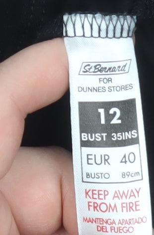 Dunnes Stores Women’s Black Wrap V-Neck 3/4 Sleeve Jersey Blouse Size 12