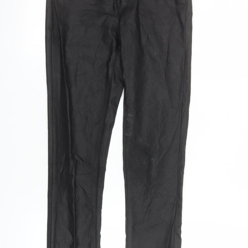 VILA Women's Black Skinny Faux Leather Look Stretch Trousers S