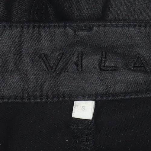 VILA Women's Black Skinny Faux Leather Look Stretch Trousers S