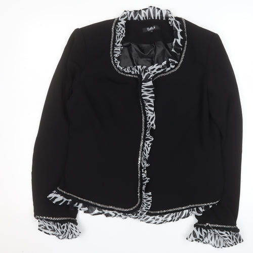 Sable Women Black Size 14 Ruffle Trim Blazer Jacket Elegant Workwear