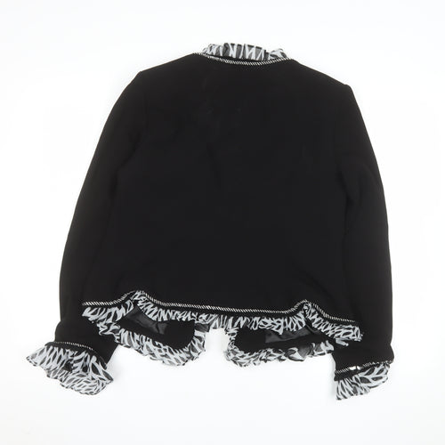 Sable Women Black Size 14 Ruffle Trim Blazer Jacket Elegant Workwear