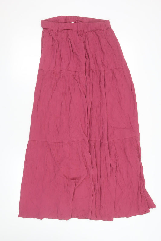 Stradivarius Women Pink Long Peasant Viscose Skirt Size S