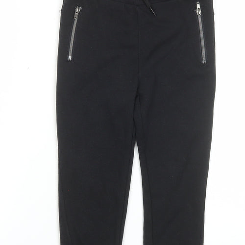 F&F Boys Black Jogger Trousers 7-8 Years Cotton Blend Zip Pockets