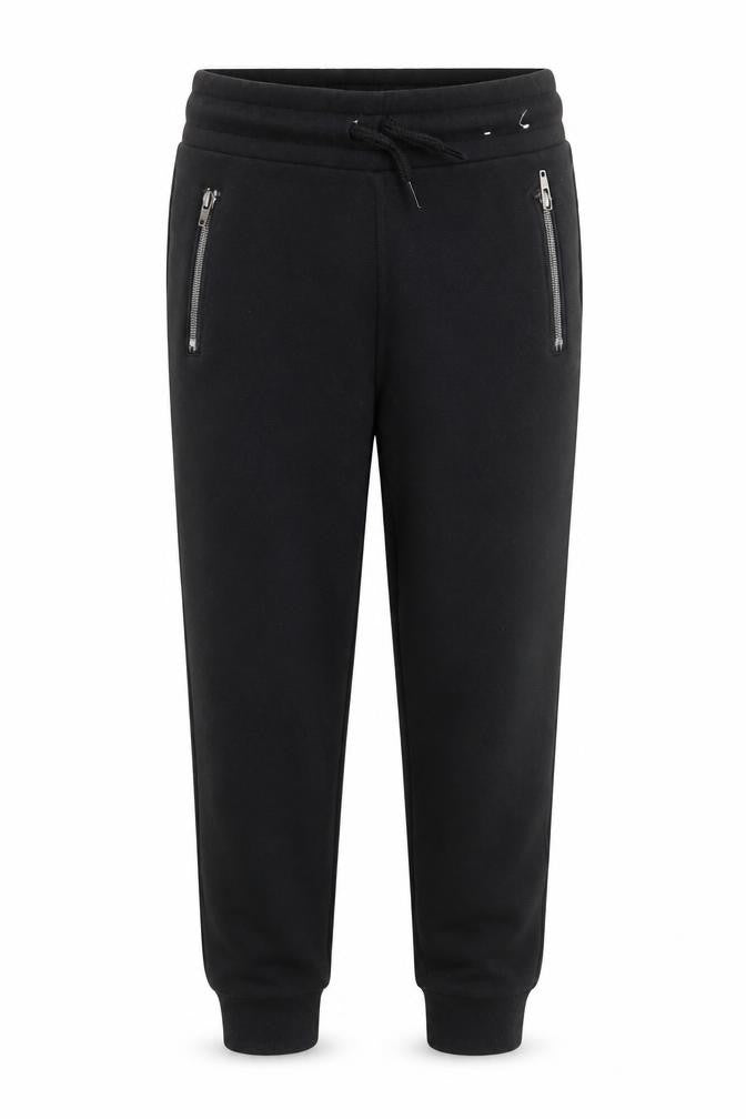 F&F Boys Black Jogger Trousers 7-8 Years Cotton Blend Zip Pockets