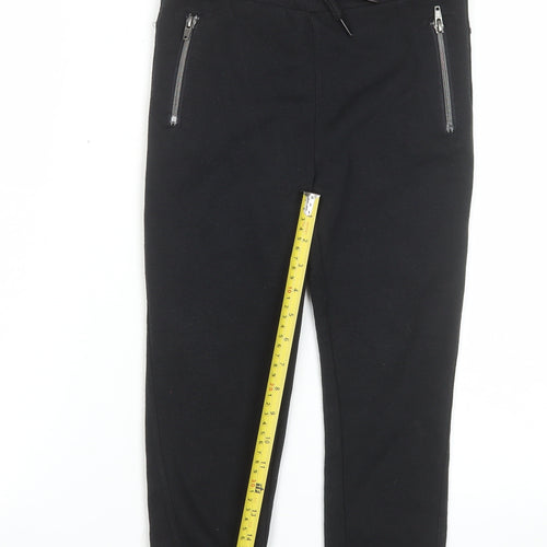 F&F Boys Black Jogger Trousers 7-8 Years Cotton Blend Zip Pockets