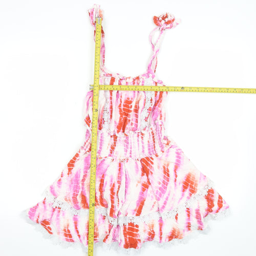 River Island Women’s Pink Orange Tie Dye Lace Trim Playsuit UK 10