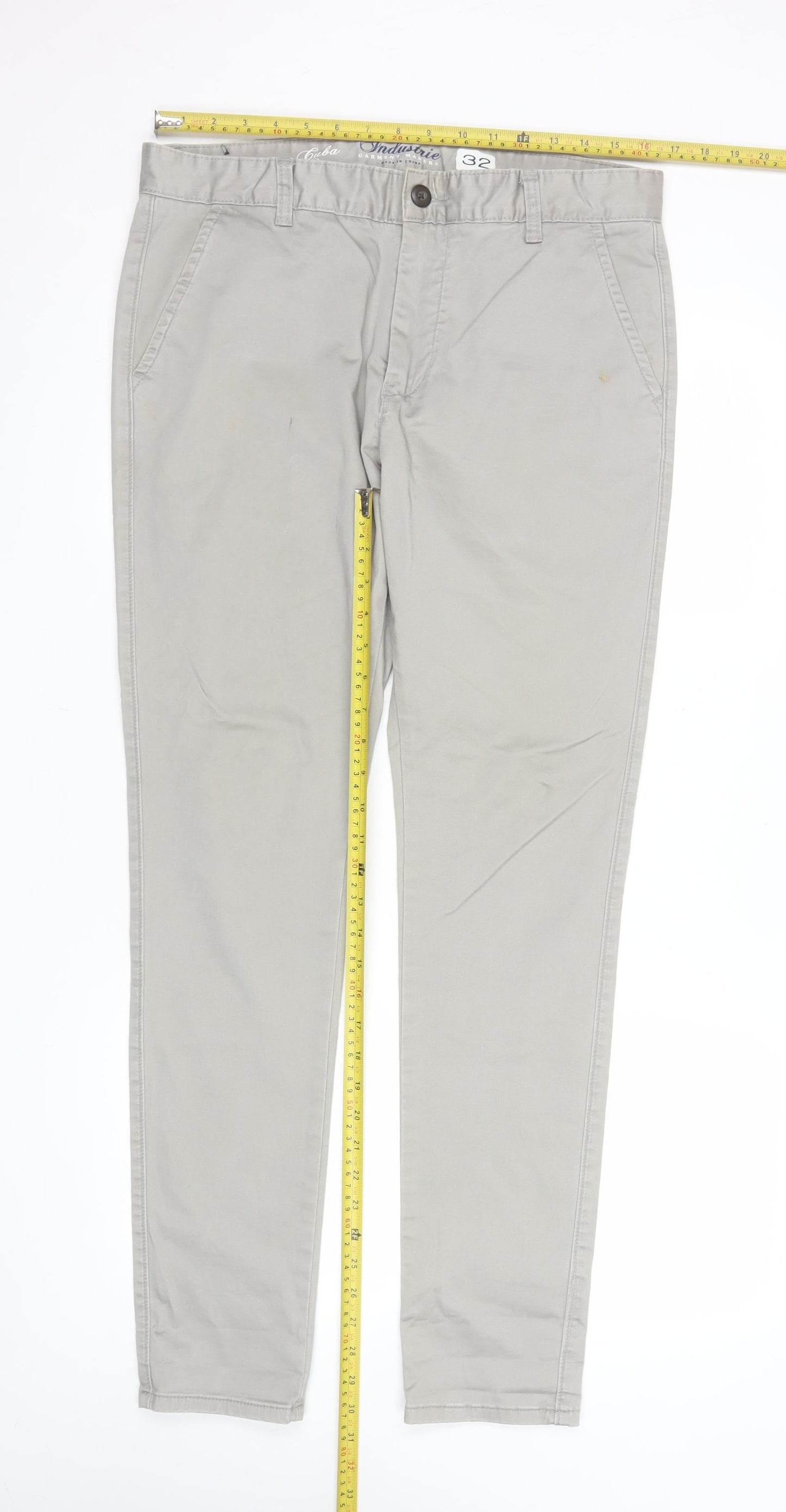 Industrie Men Beige Slim Fit Chino Trousers Size 32
