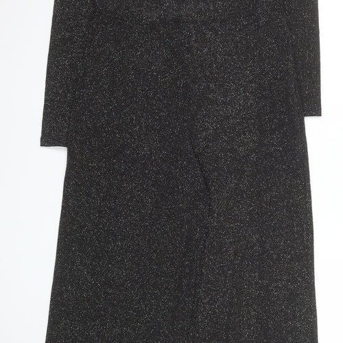 Lefties Women Black Sparkly Wide-Leg Jumpsuit L Shimmer Party Outfit