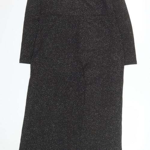 Lefties Women Black Sparkly Wide-Leg Jumpsuit L Shimmer Party Outfit