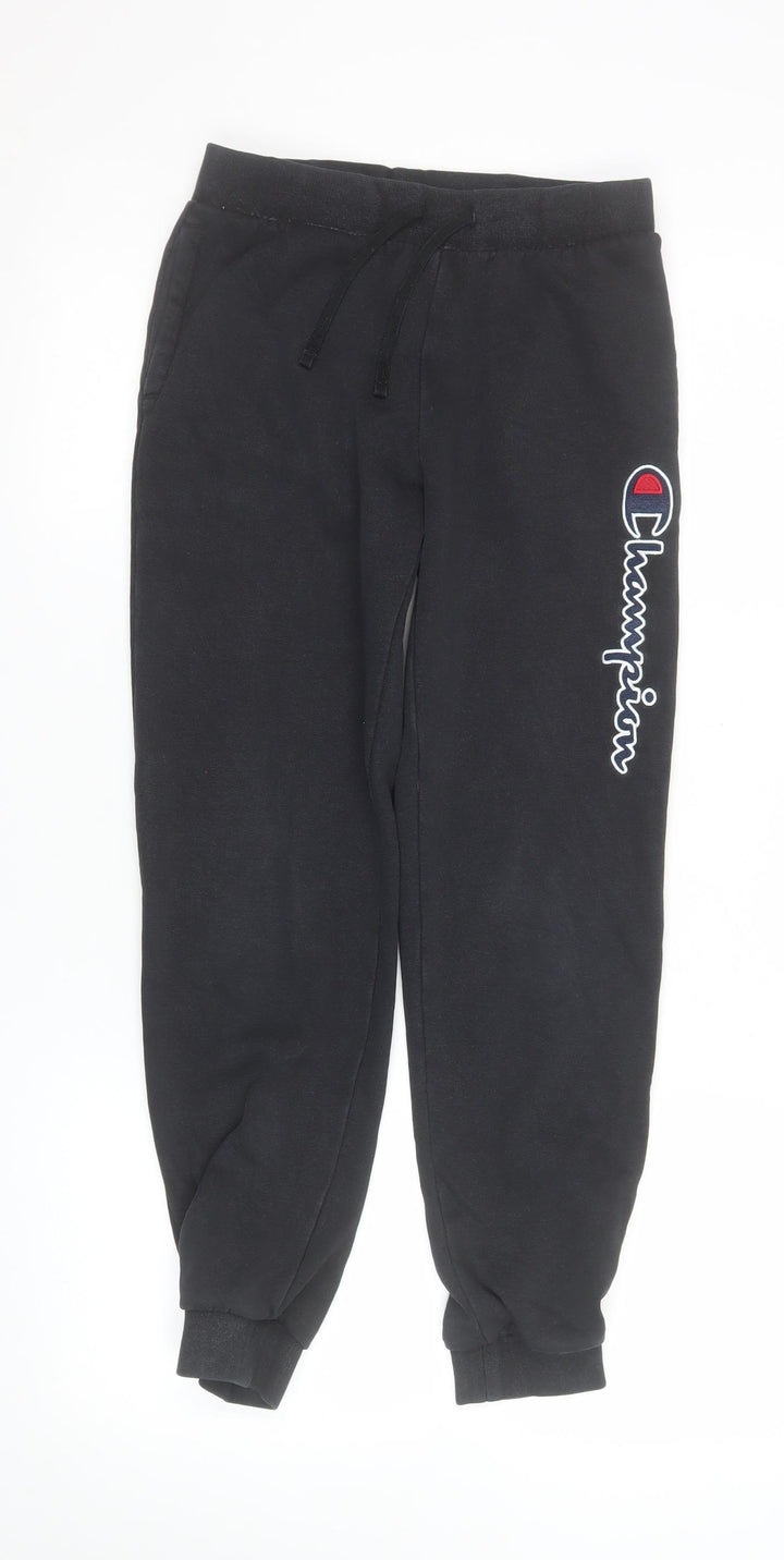 Champion Boys Black Jogger Trousers 11-12 Years Fleece Lined Activewear