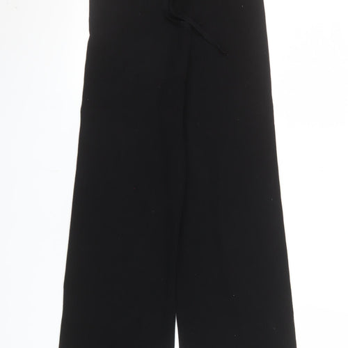 Stradivarius Women's Black Wide-Leg Knit Trousers Size S