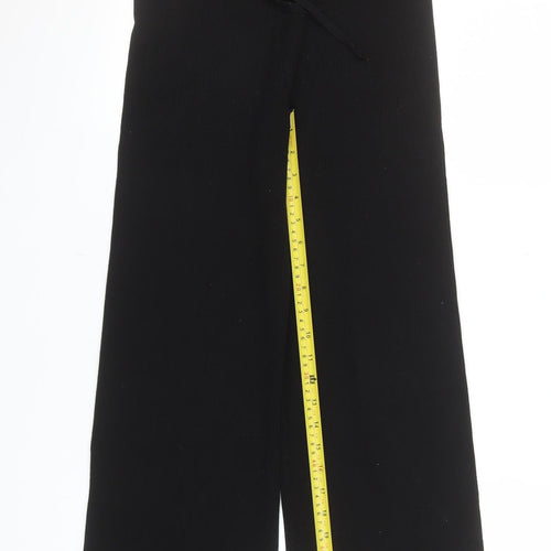 Stradivarius Women's Black Wide-Leg Knit Trousers Size S