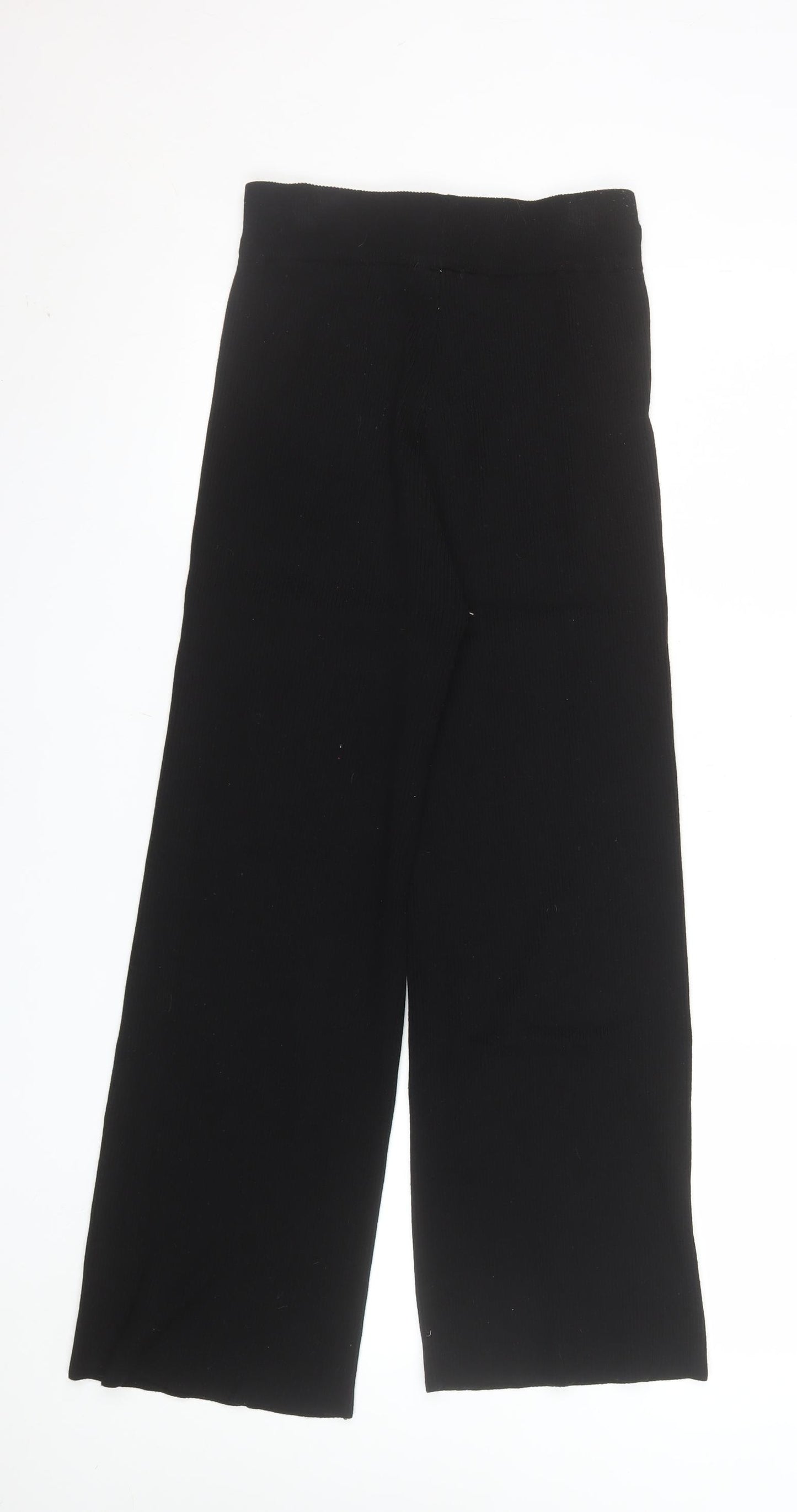 Stradivarius Women's Black Wide-Leg Knit Trousers Size S