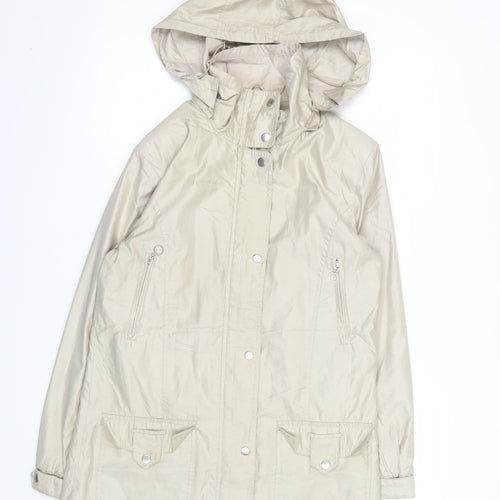 Finesse Women’s Beige Hooded Anorak Jacket Size 10 Water Resistant
