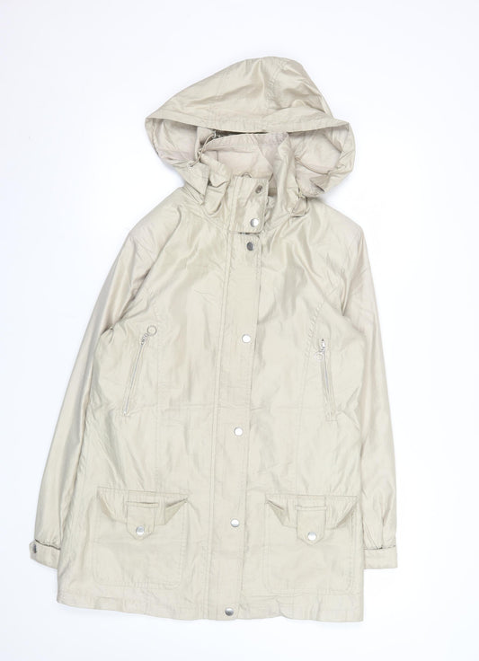 Finesse Women’s Beige Hooded Anorak Jacket Size 10 Water Resistant
