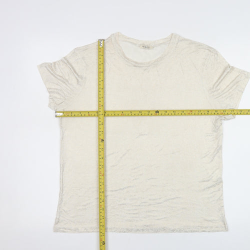 River Island Women Beige Viscose Short Sleeve Crew Neck T-Shirt Size 12
