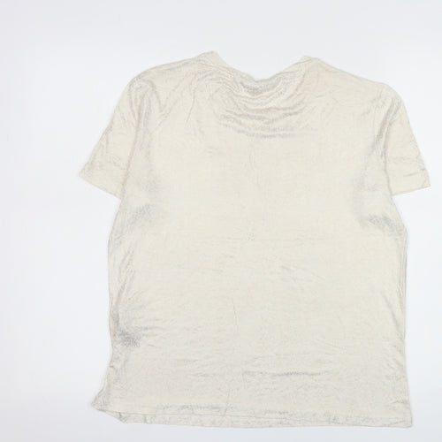 River Island Women Beige Viscose Short Sleeve Crew Neck T-Shirt Size 12