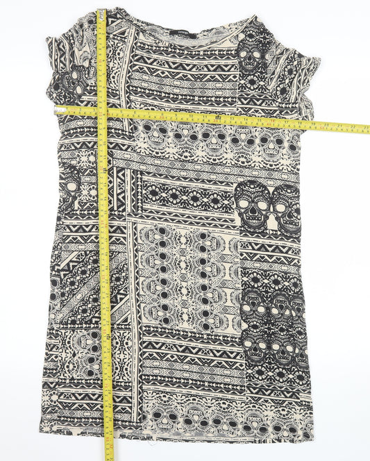 George Women’s Beige Skull Print Tunic T-Shirt Size 16