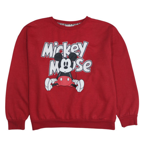 Disney Women Red Mickey Mouse Pullover Sweatshirt Size L 14/16